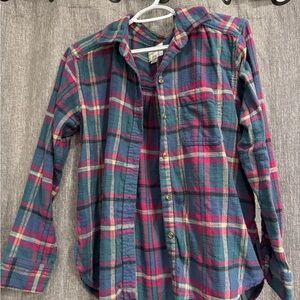 American Eagle Outfitters Plaid Button-Down Shirt - Blue and Pink
